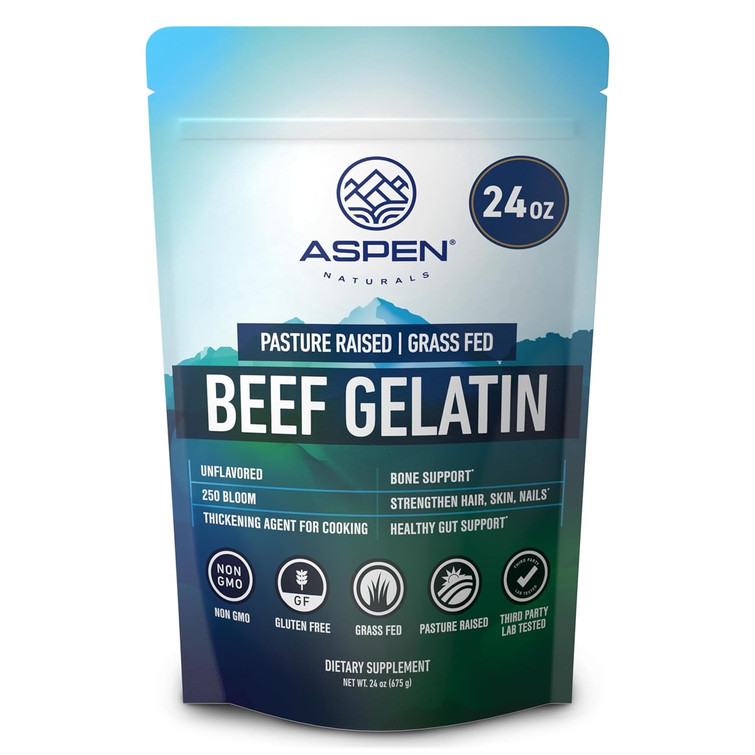 Grass Fed Beef Gelatin Powder. Pasture Raised, Grass-Fed Gelatin, Non-Gmo, Paleo Friendly (24 Oz). Unflavored Gelatin Powder. Easy to Mix Protein Supplement.